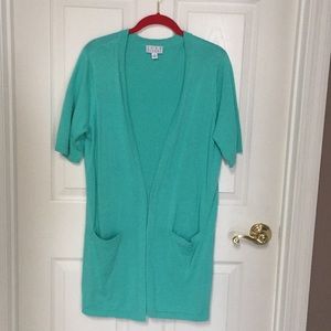 Duster length short sleeve sweater